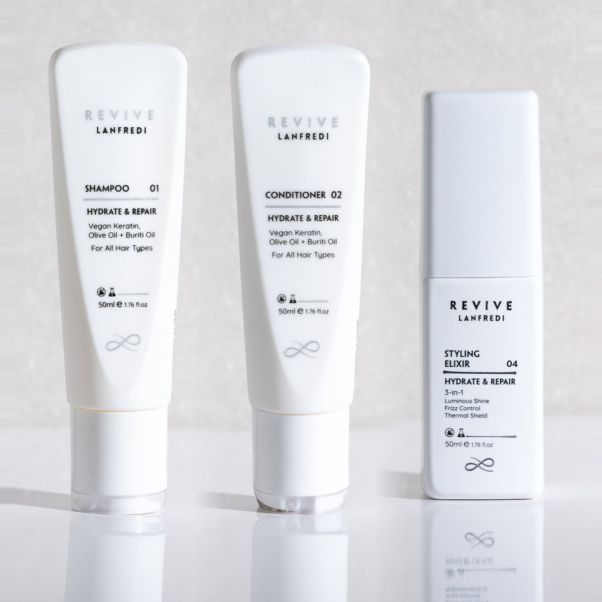 Revive travel trio: shampoo, conditioner and styling elixir